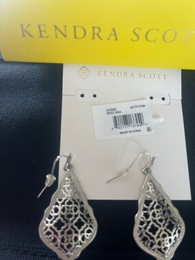 Kendra Scott Silver Filigree Teardrop Dangle Earrings